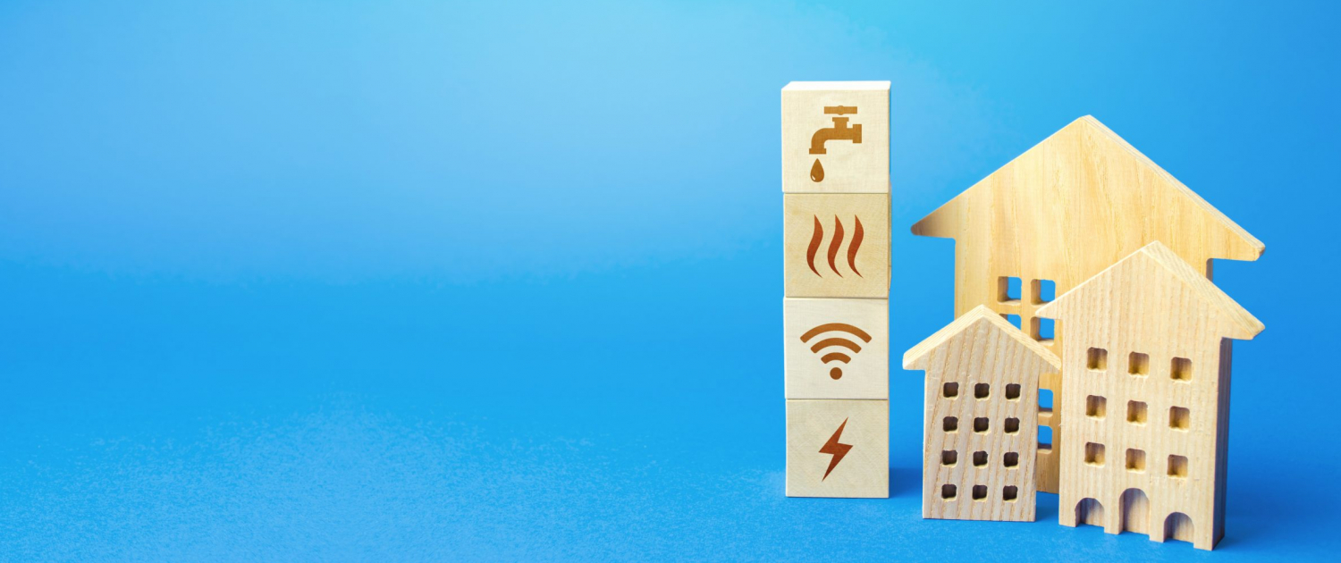 Residential,Buildings,And,Blocks,With,Communal,Services,Symbols.,Utilities,Public